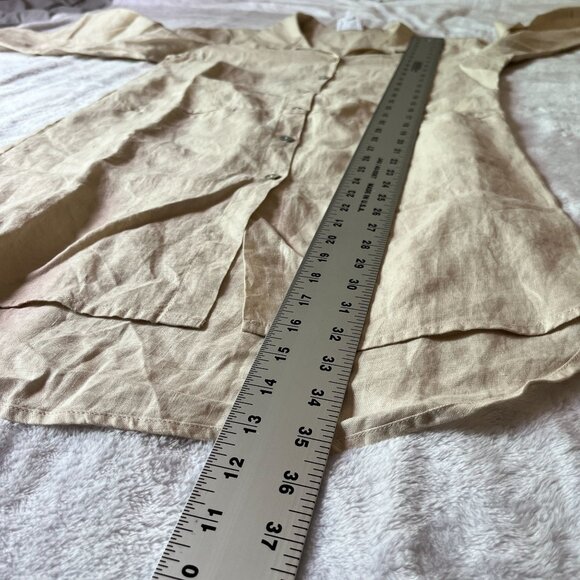 Sigrid Olsen Womens Beige Linen Button-Down Tunic Shirt Dress Small Long Sleeve - Picture 7 of 8